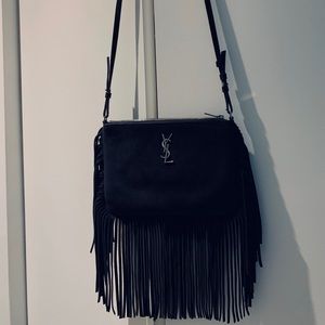Authentic Saint Laurent Fringe Suede Crossbody Bag